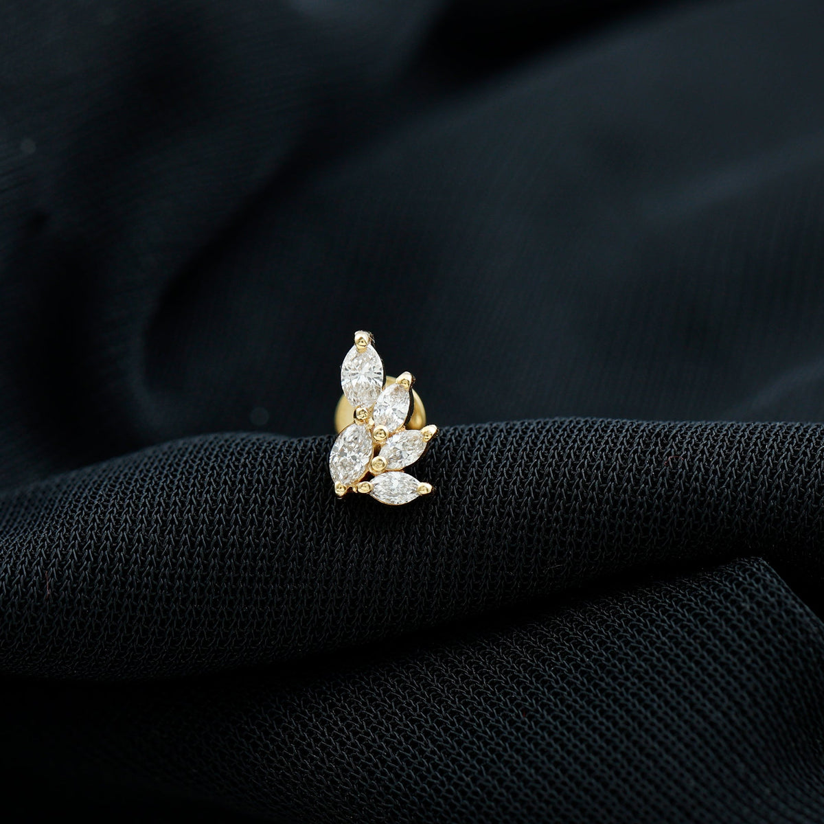 Marquise Moissanite Cluster Earring for Helix Piercing