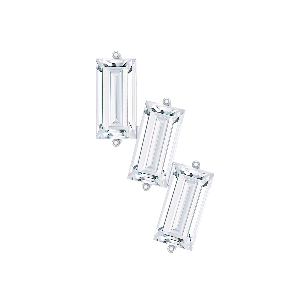 Baguette Cut Moissanite 3 Stone Earring for Helix Piercing