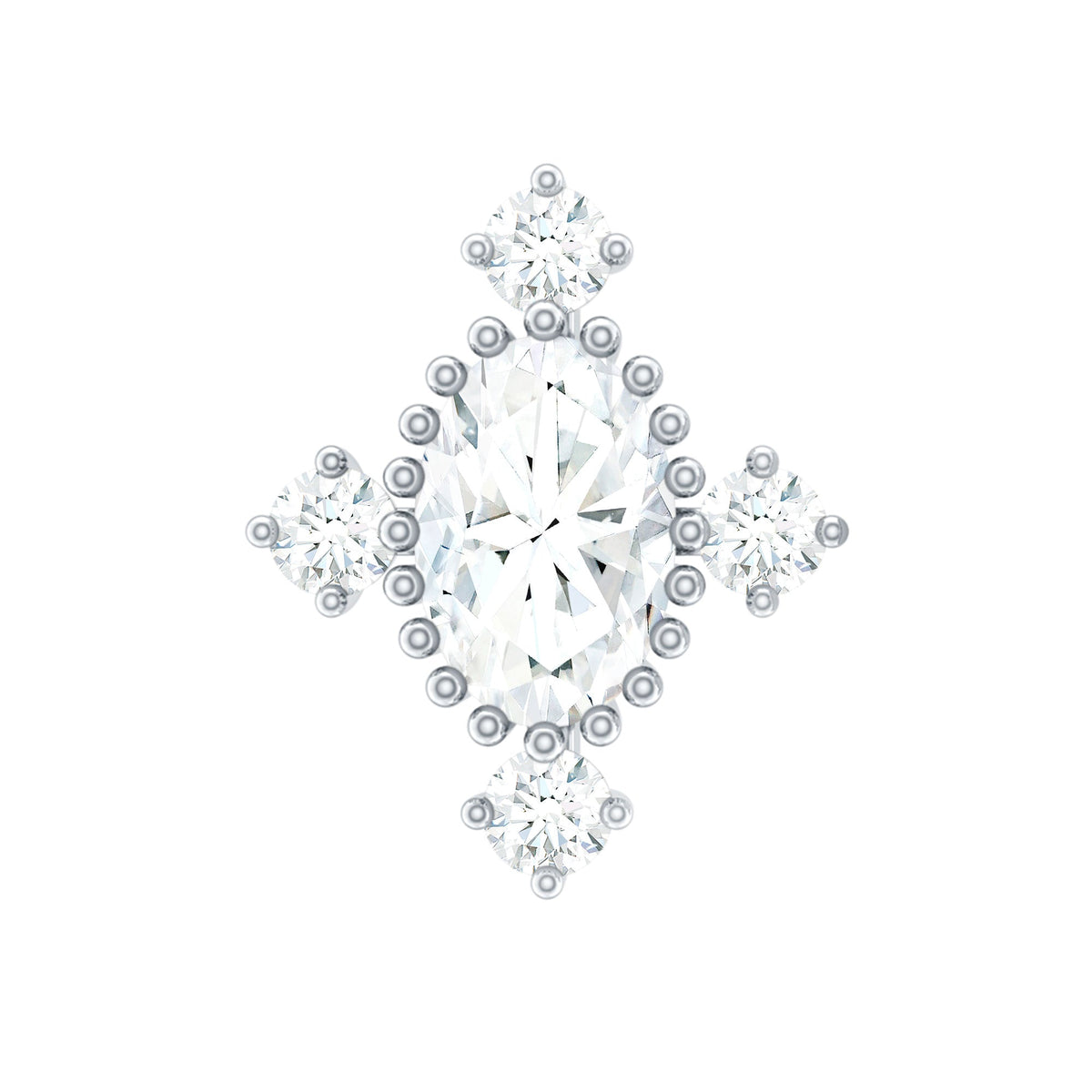Vintage Inspired Moissanite Oval Conch Earring