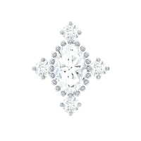 Vintage Inspired Moissanite Oval Conch Earring