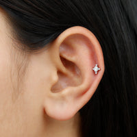 Vintage Inspired Moissanite Oval Conch Earring