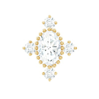 Vintage Inspired Moissanite Oval Conch Earring