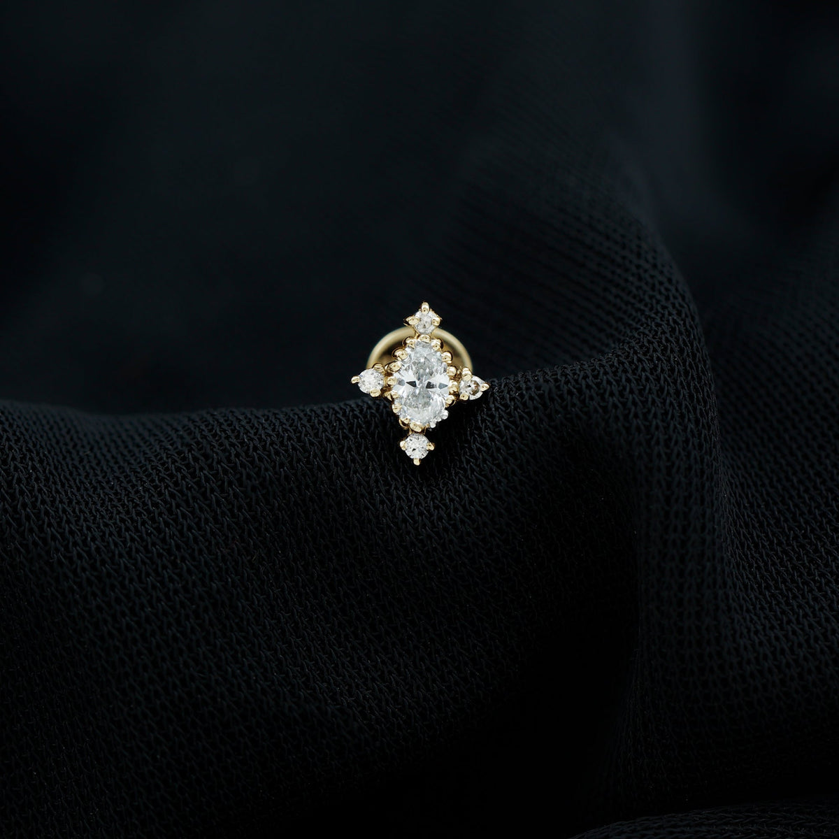 Vintage Inspired Moissanite Oval Conch Earring