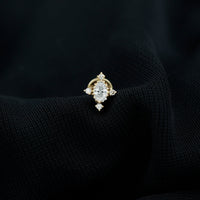 Vintage Inspired Moissanite Oval Conch Earring
