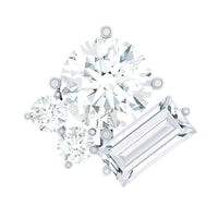 Baguette and Round Moissanite Cluster Tragus Earring