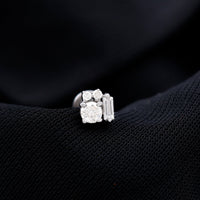 Baguette and Round Moissanite Cluster Tragus Earring