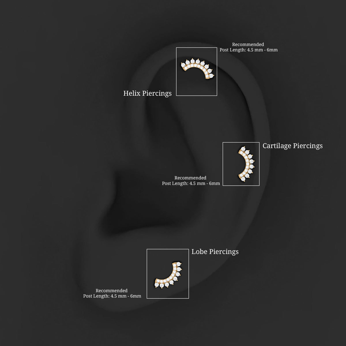 Certified Diamond Curved Cartilage Earring