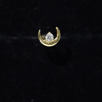Genuine Diamond Crescent Moon Helix Earring
