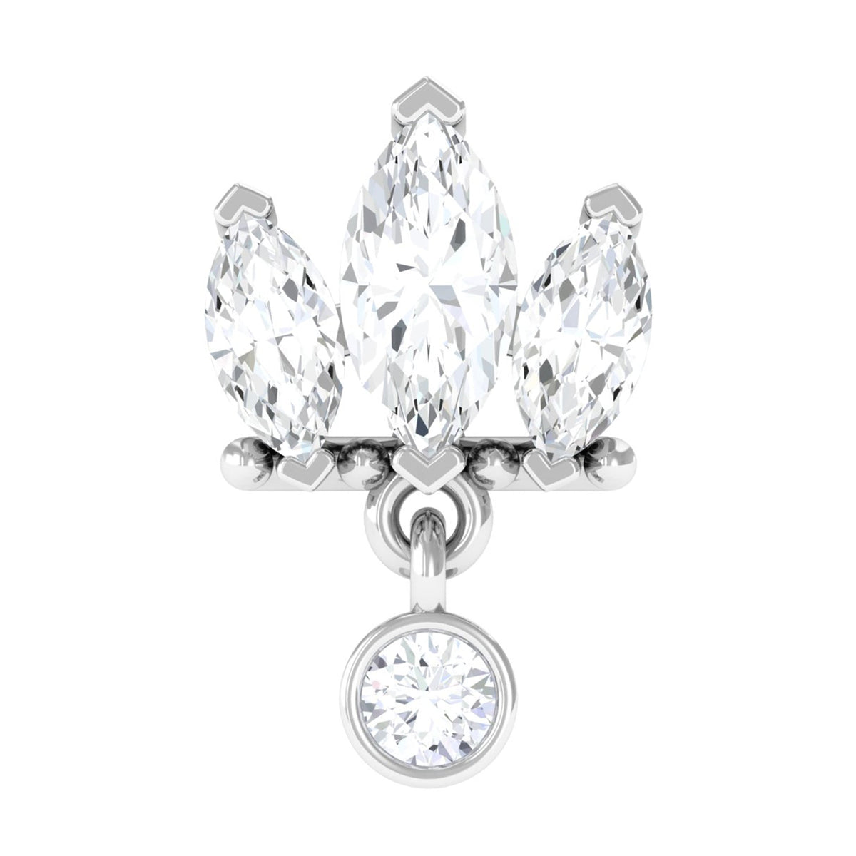 Marquise Moissanite Stud Drop Earring for Helix Piercing