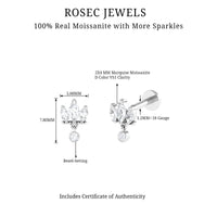 Marquise Moissanite Stud Drop Earring for Helix Piercing