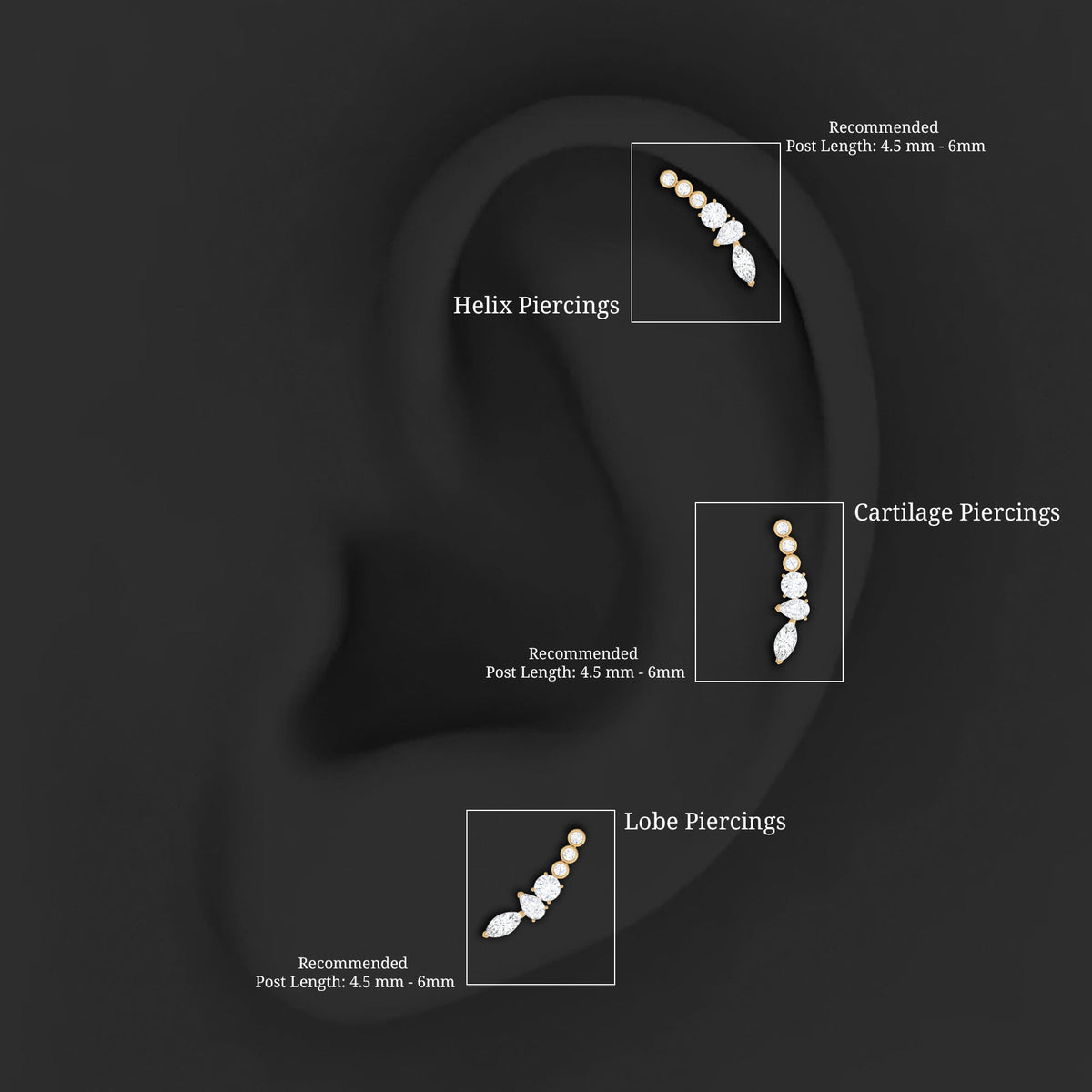 Certified Moissanite Designer Crawler Earring