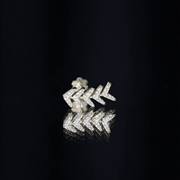 Certified Moissanite Leaf Crawler Earring for Helix Piercing