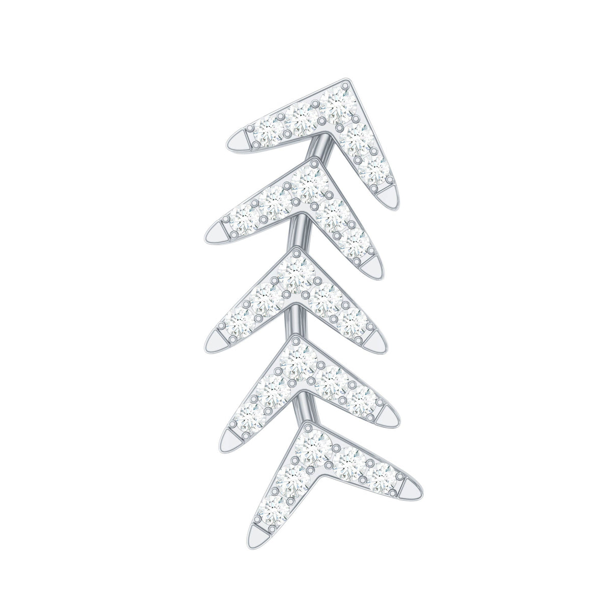 Certified Moissanite Leaf Crawler Earring for Helix Piercing