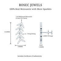 Certified Moissanite Leaf Crawler Earring for Helix Piercing