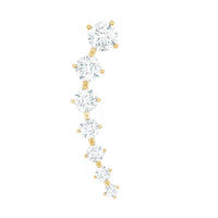 Graduated Style Moissanite Ear Crawler Earring for Helix Piercing