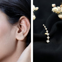 Graduated Style Moissanite Ear Crawler Earring for Helix Piercing