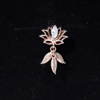 Marquise Moissanite Lotus Drop Earring for Cartilage Piercing