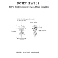 Marquise Moissanite Lotus Drop Earring for Cartilage Piercing
