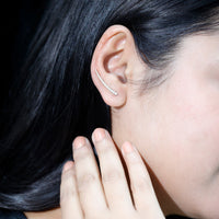 Minimalist Moissanite Curved Climber Earring
