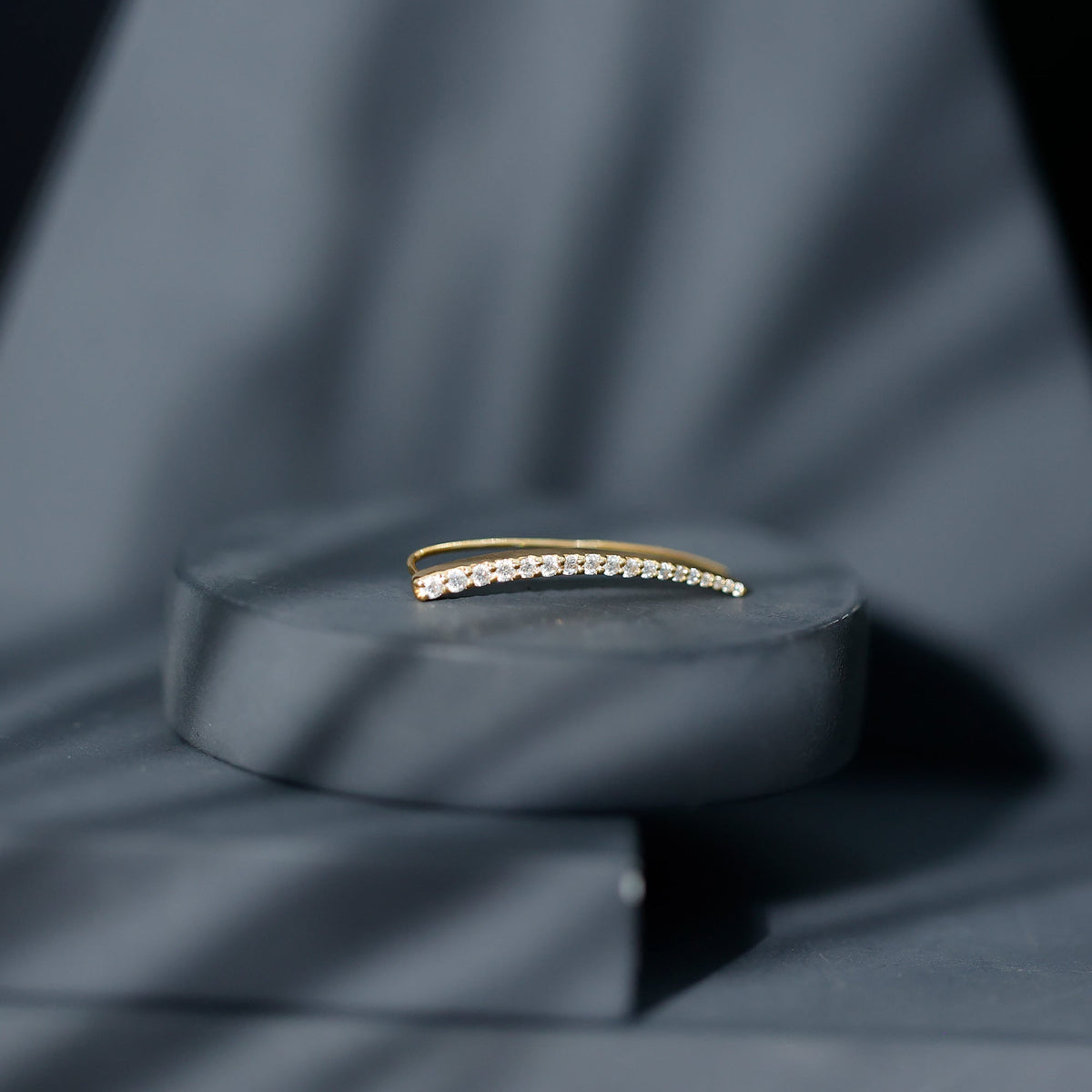 Minimalist Moissanite Curved Climber Earring