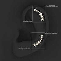 Moissanite Star Climber Earring for Cartilage Piercing