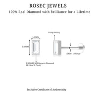 Baguette Diamond Tragus Earring in Bezel Setting