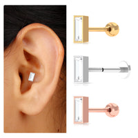 Baguette Diamond Tragus Earring in Bezel Setting