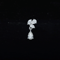 Natural Diamond Teardrop Cartilage Earring With Certificate