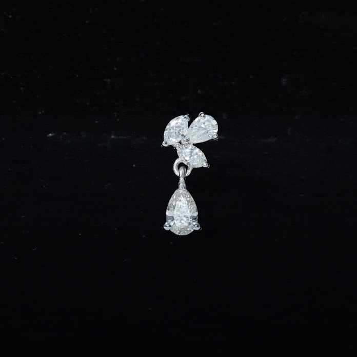 Yellow gold teardrop cartilage earring with natural diamond by Rosec Jewels, featuring a certificate of authenticity.
