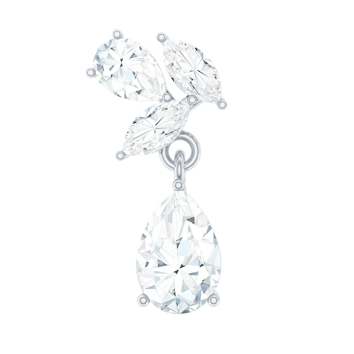 Natural Diamond Teardrop Cartilage Earring With Certificate