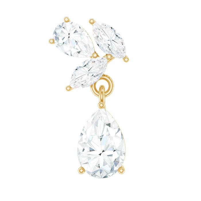 Natural diamond teardrop cartilage earring by Rosec Jewels, body jewelry featuring a sparkling diamond teardrop design with certificate.