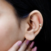 Natural Diamond Teardrop Cartilage Earring With Certificate