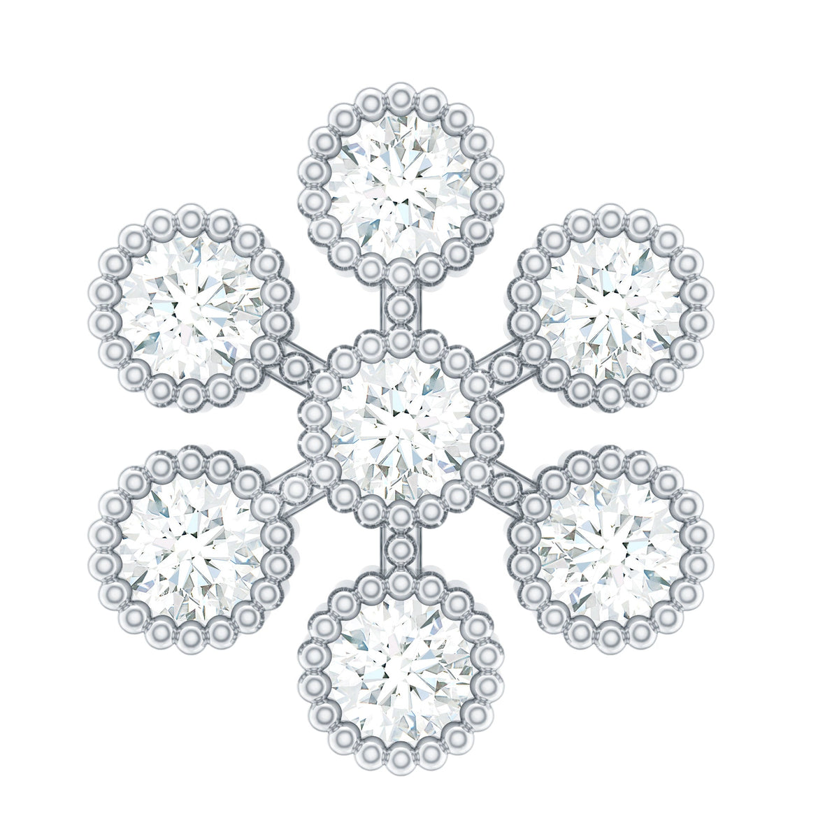 Moissanite Flower Cartilage Earring in Beaded Bezel Setting