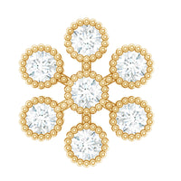 Moissanite Flower Cartilage Earring in Beaded Bezel Setting