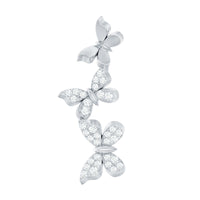 Moissanite butterfly climber earring for helix piercing, rose gold body jewelry with sparkling gemstone detail