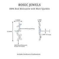 Moissanite butterfly climber earring for helix piercing, rose gold body jewelry with sparkling gemstone details.