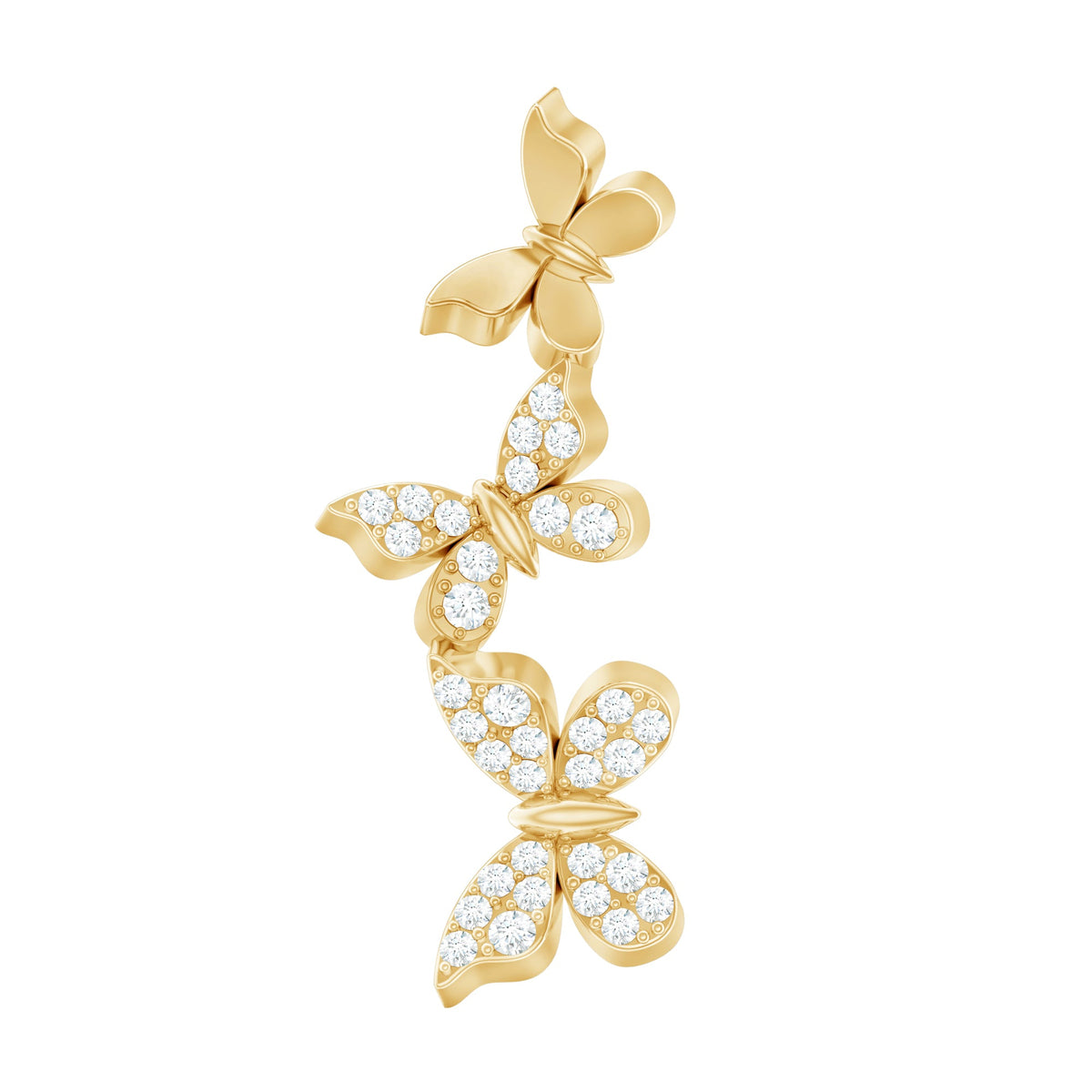 Rosec Jewels Moissanite butterfly climber earring for helix piercing, body jewelry with sparkling butterfly design.