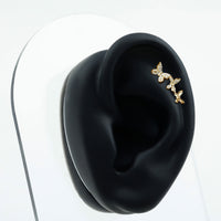 Moissanite butterfly climber earring for helix piercing, Rosec Jewels body jewelry with sparkling gemstone design