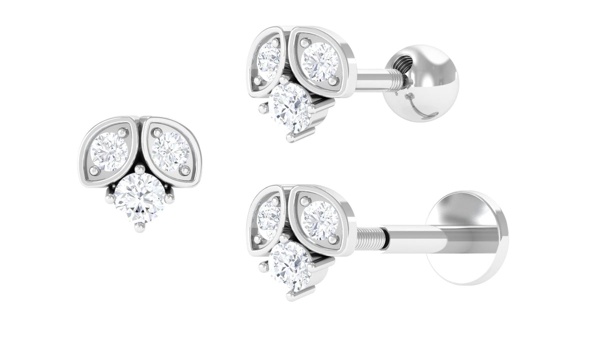 Genuine Diamond Tragus Earring with Flat Back