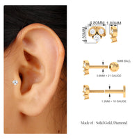 Genuine Diamond Tragus Earring with Flat Back