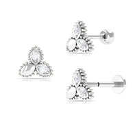 Natural Diamond Leaf Earring for Helix Piercing