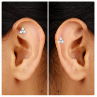 Natural Diamond Leaf Earring for Helix Piercing