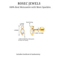Dainty Pear and Round Cut Moissanite Tragus Earring