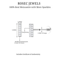Round Moissanite Bar Earring for Cartilage Piercing