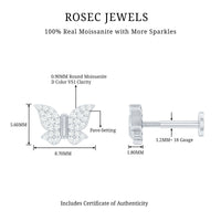 Exquisite Moissanite Butterfly Cartilage Earring