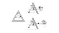 Round Moissanite Triangle Earring for Upper Lobe Piercing