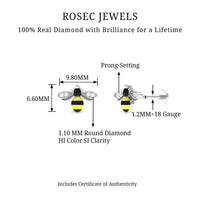 Natural Diamond Honey Bee Cartilage Earring