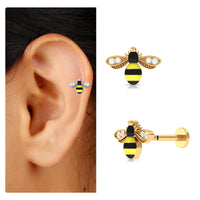 Natural Diamond Honey Bee Cartilage Earring