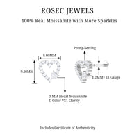 Certified Moissanite Heart Cartilage Earring