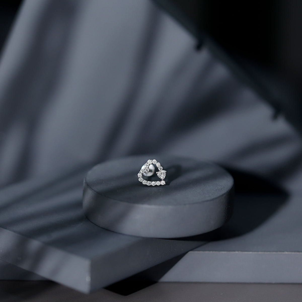 Certified Moissanite Heart Cartilage Earring